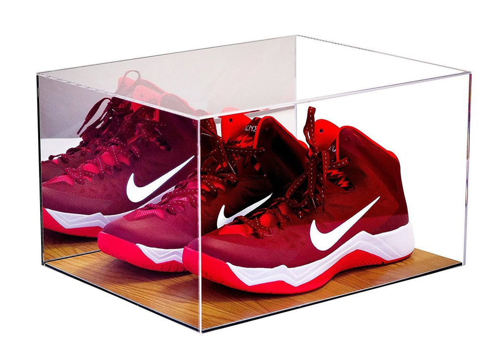 Clear Display Case with Simulated Wood Floor I168
