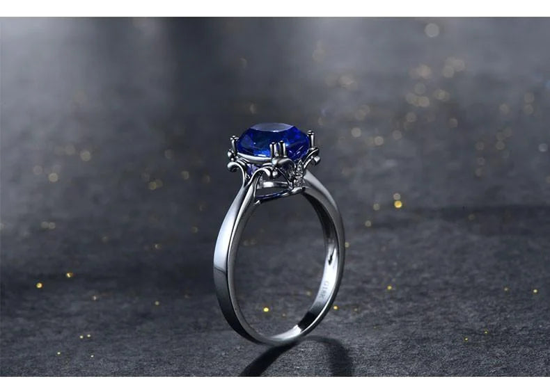 10k White Gold Cushion Cut Blue Sapphire Engagement Ring F225577