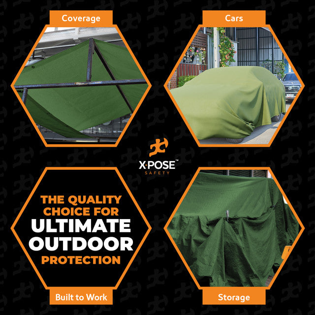 10oz Green Poly Canvas Tarp with Brass Grommets A48256