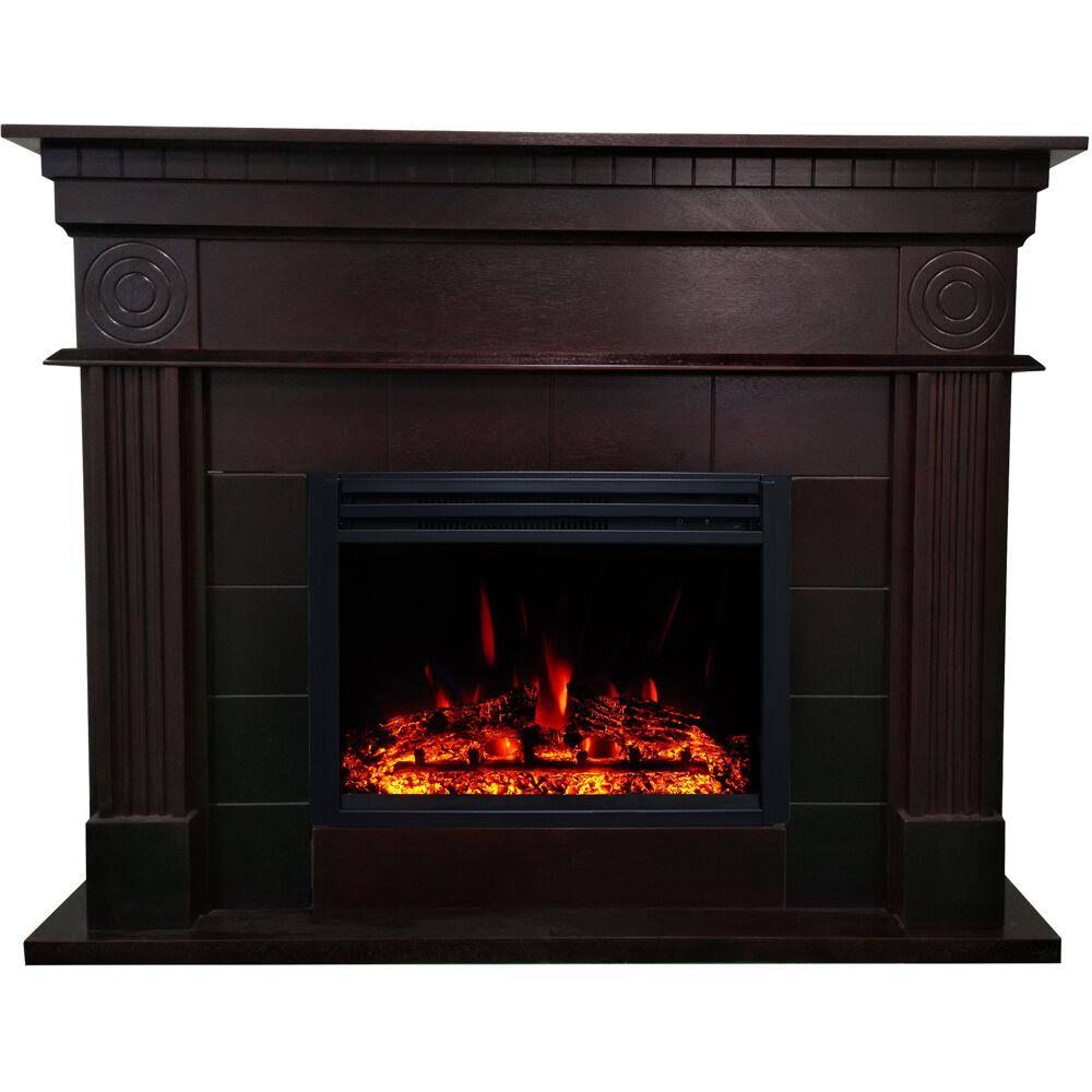 Dark Coffee Electric Fireplace Mantel with Deep Log Insert Y970