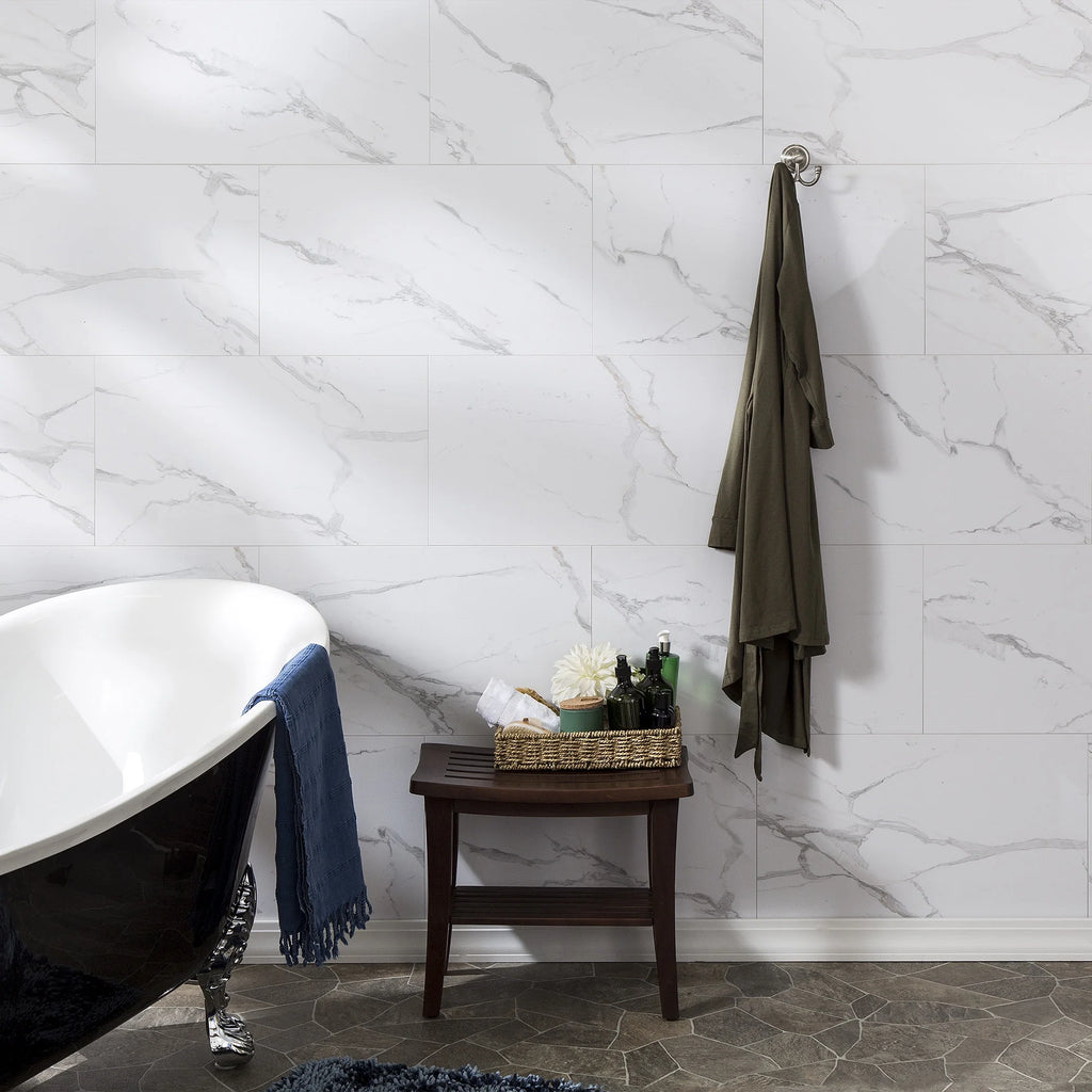 Vinyl Wall Tile in Carrara Marble C232