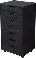 6 Drawers Mobile Wooden Filing Cabinet with Lockable Casters, White W56075