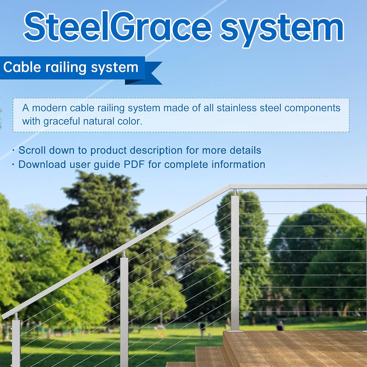 10Pack Cable Railing Kit Invisible Swageless 1/8 Terminal Receiver Flat Head Hidden for 2x2 Metal Post Deck Stairs X675