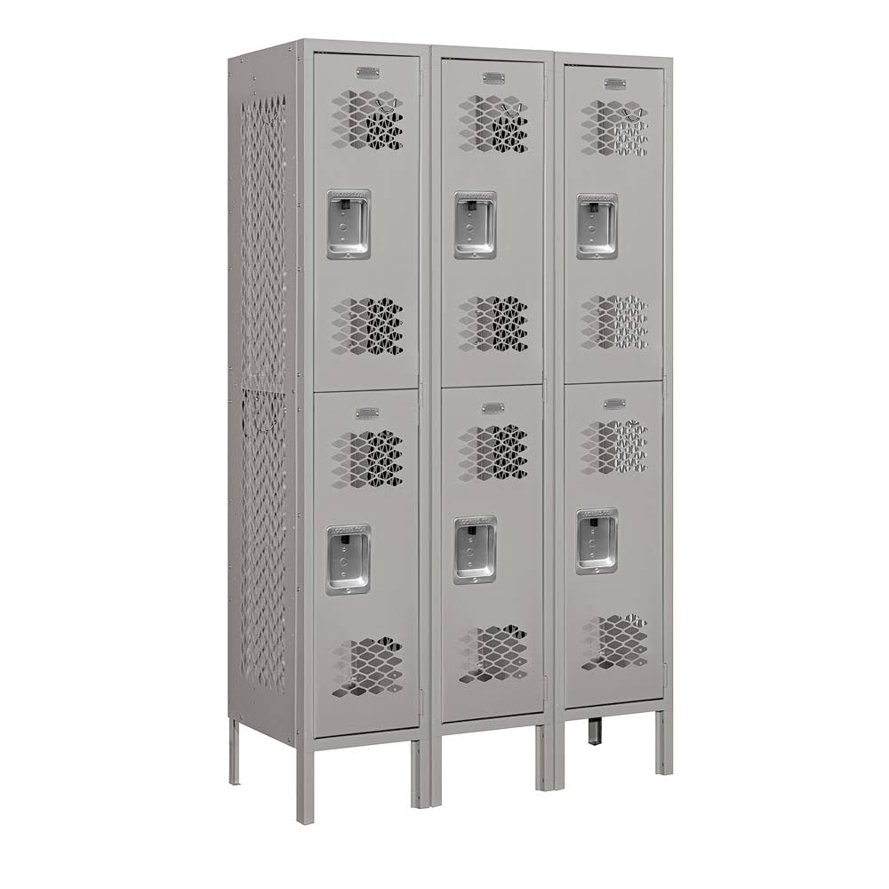 Gray 12x22 Wide Double Tier Vented Metal Locker H35773