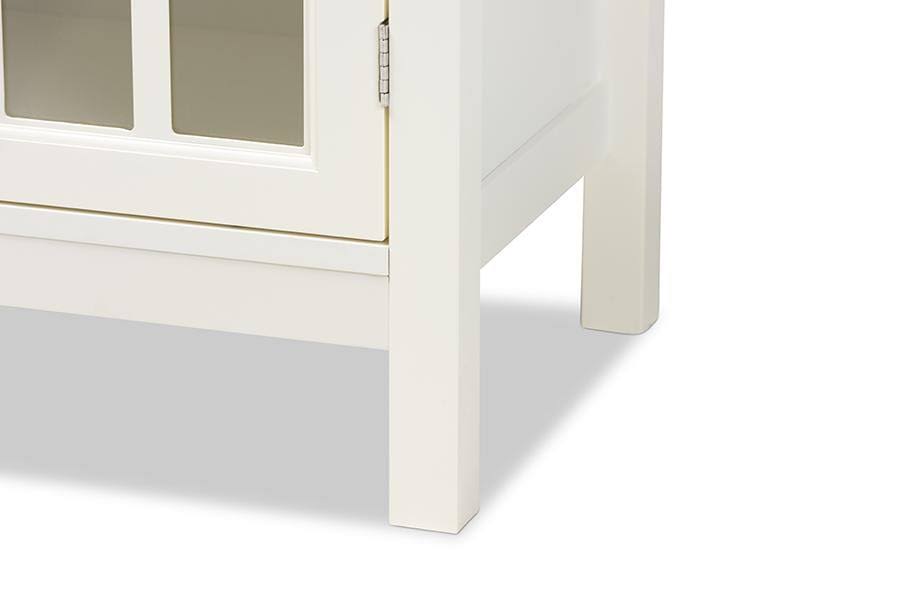 White Finished Wood and Glass Kitchen Storage Cabinet X5734