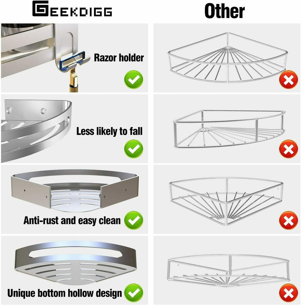 Triangular Corner Shower Caddy Shelf Storage Rack Q865361