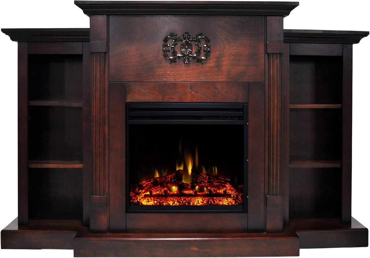 Electric Fireplace with White Mantel and Remote U44508