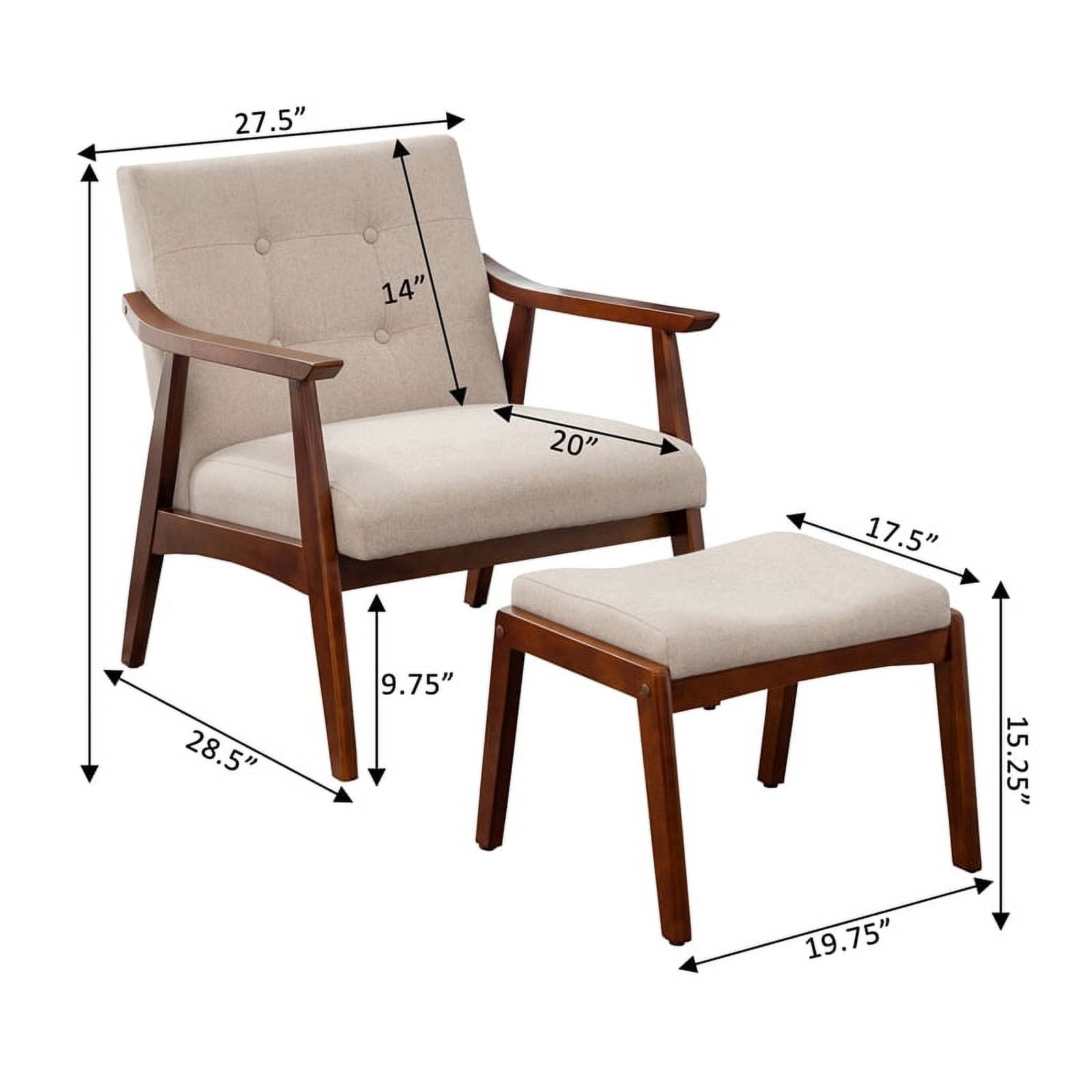 Accent Chair and Ottoman Set in Sandy Beige Fabric T122