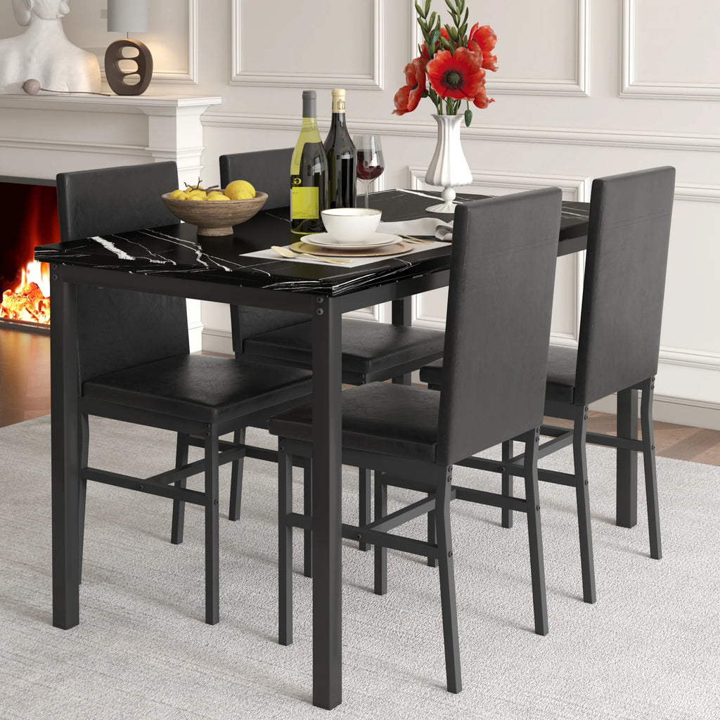 5 Piece Black Dining Table and Chairs Set R746432