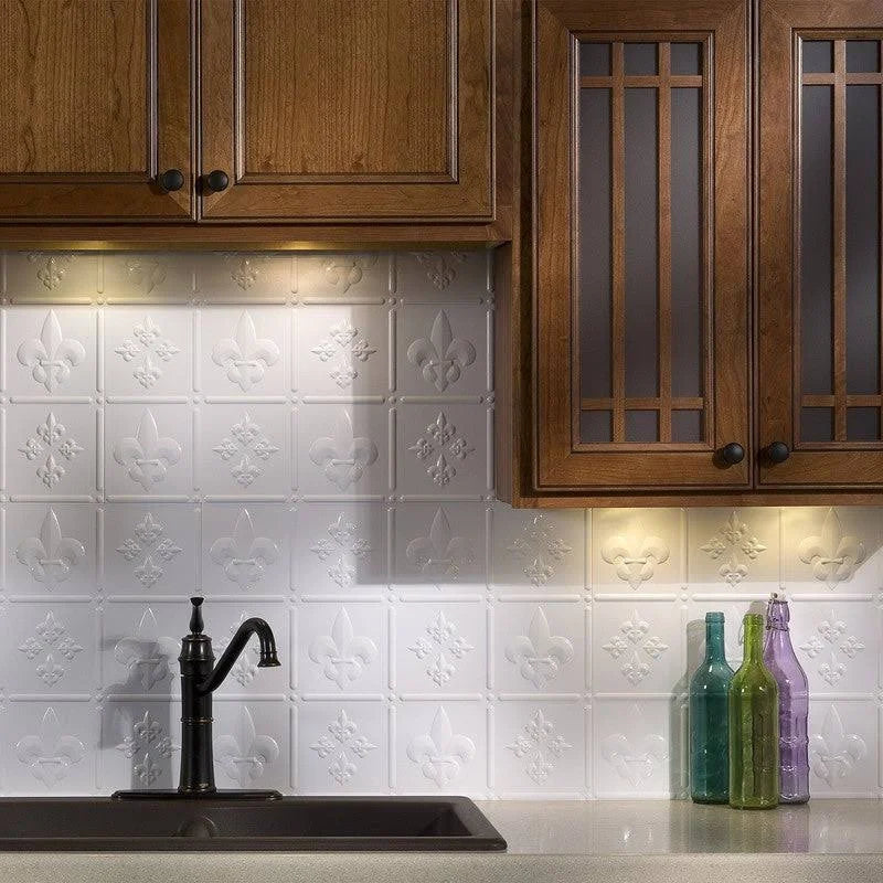 18in x 24in Gloss White Backsplash Panel (5 Pack) S278051