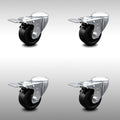 3.5 inch Soft Rubber Swivel Bolt Hole Caster Set with Total Lock Brake I1324