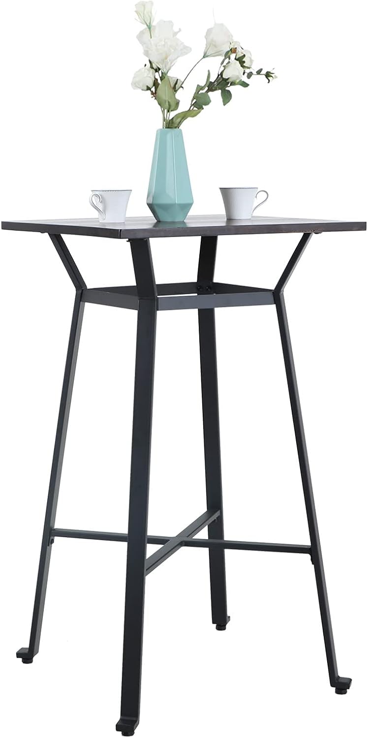 Solid Wood Square Bar Table with Metal Frame M18504