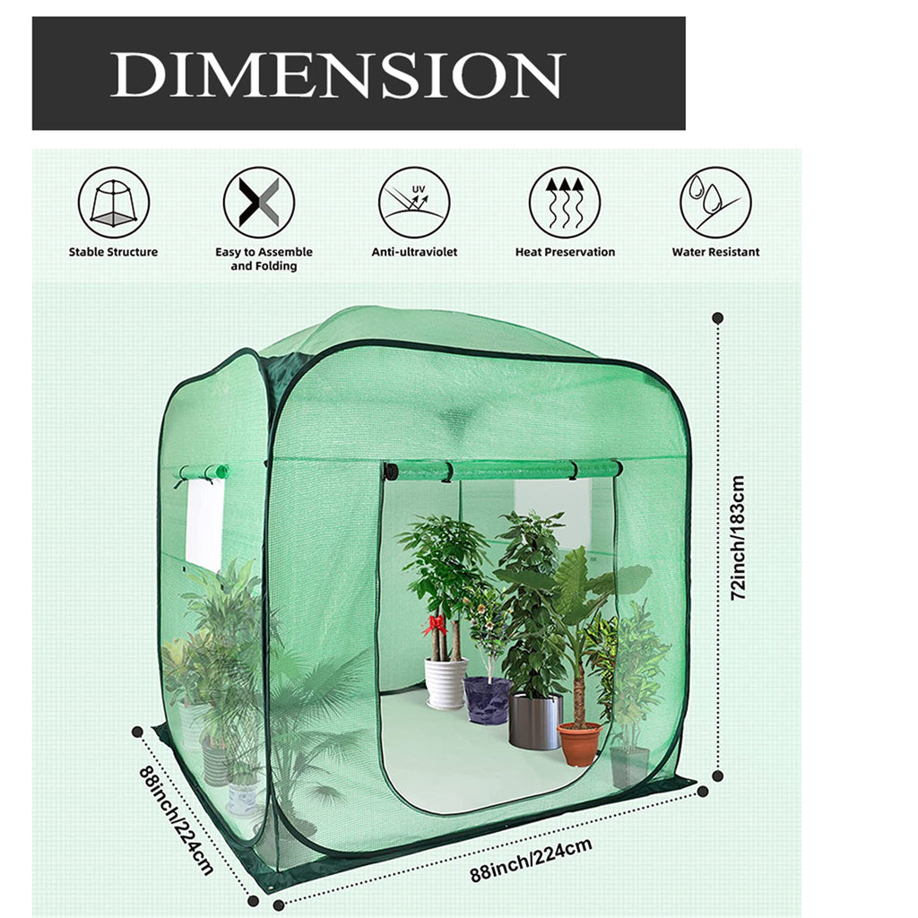 Pop-Up Plant Greenhouse with Roll-up Zipper Entry Doors and Windows G7171