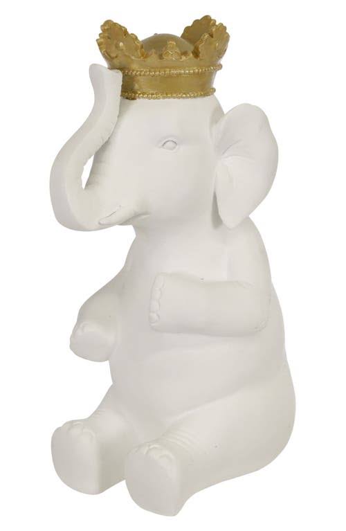 White/Gold Polyresin Elephant F4033