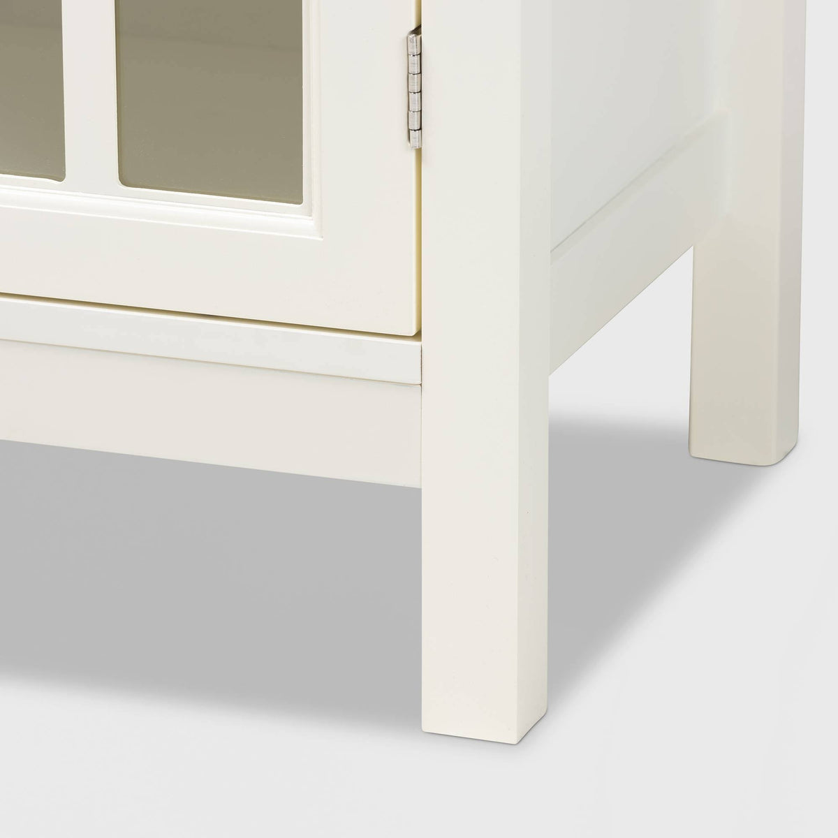 White Finished Wood and Glass Kitchen Storage Cabinet X5734