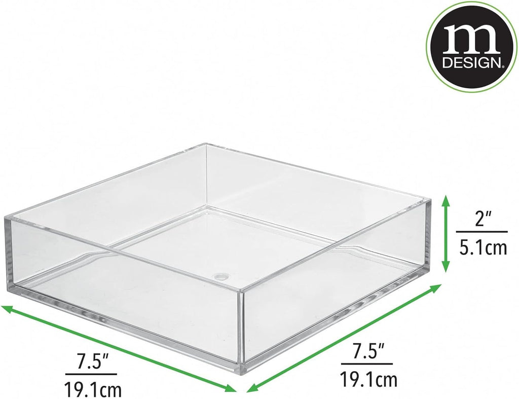 Plastic Pantry Organizer Bin Tray, 7.5 x 7.5 x 2, 3 Pack, Clear I2412