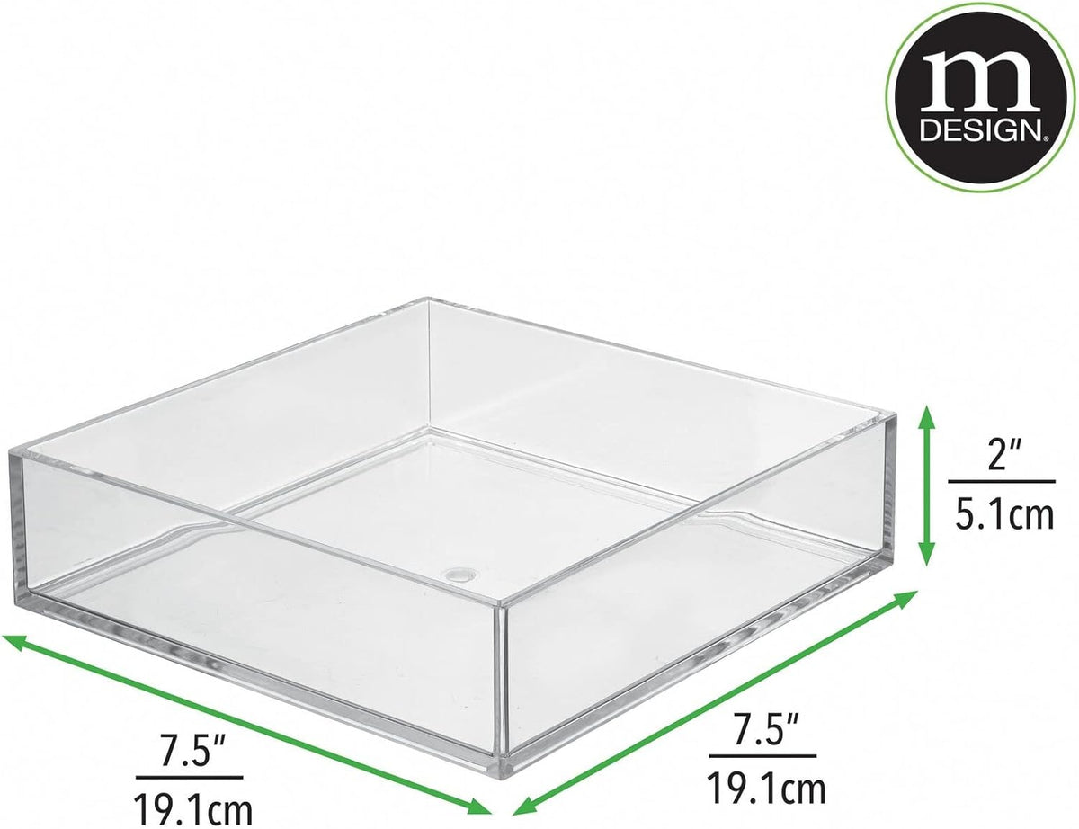 Plastic Pantry Organizer Bin Tray, 7.5 x 7.5 x 2, 3 Pack, Clear I2412