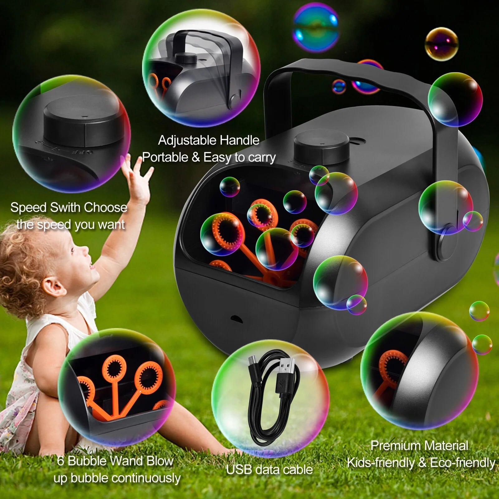 Portable Rechargeable Bubble Machine E946187