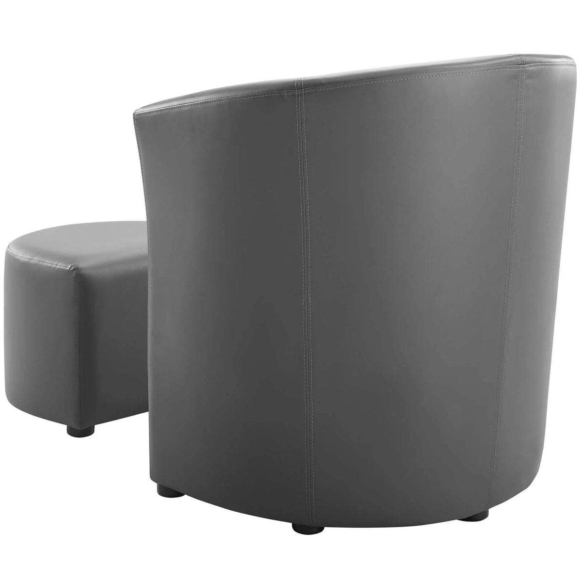 Grey Faux Leather Armchair and Ottoman A3232