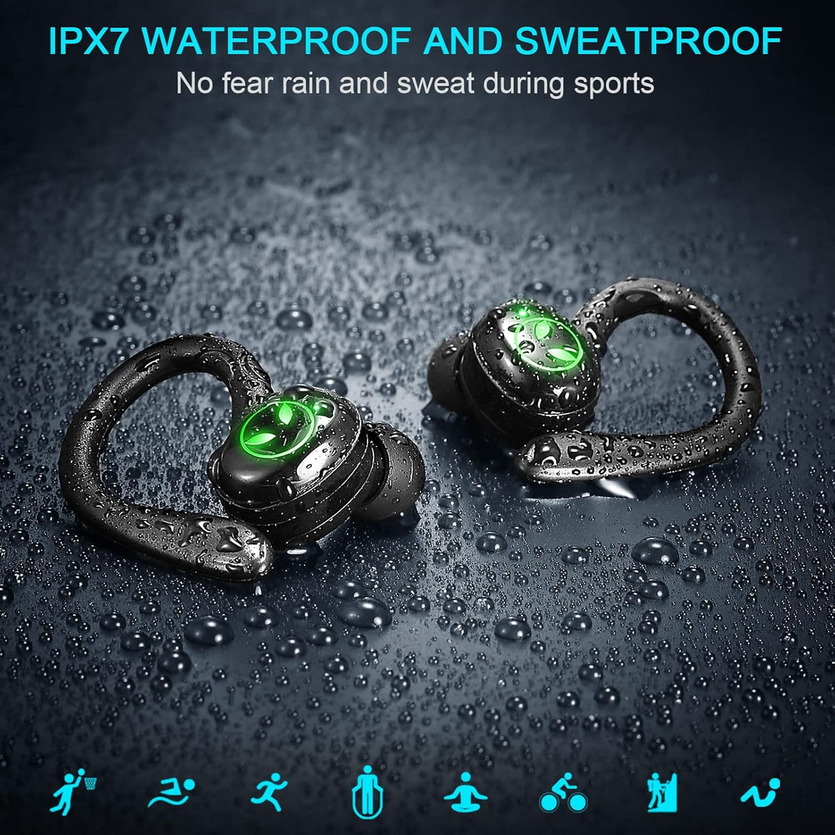 Wireless Earbuds with Earhooks, IP7 Waterproof, 40H Playtime, Pack of 2 Z6336