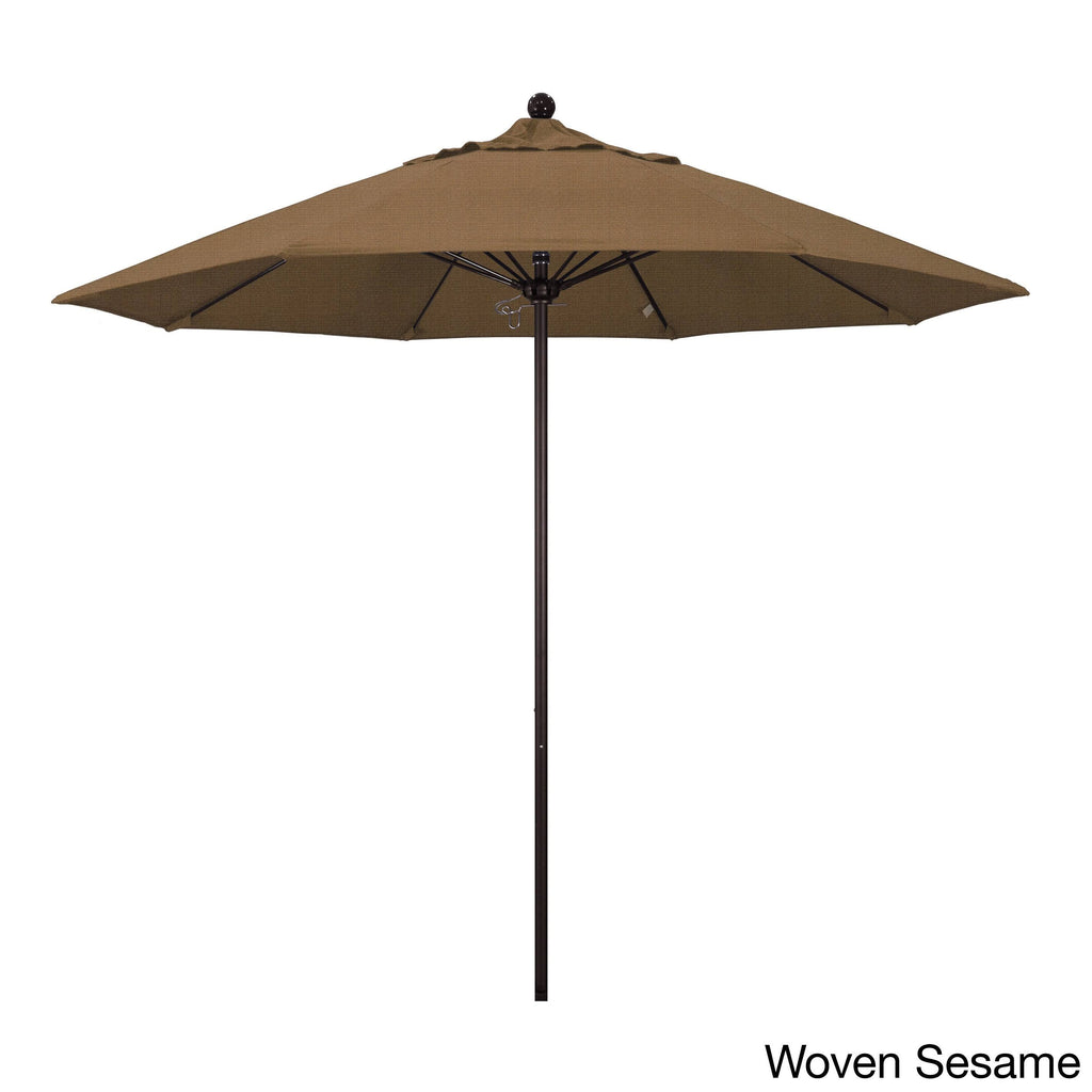 9& Fiberglass Market Umbrella Push Open Bronze/Olefin/White H603841