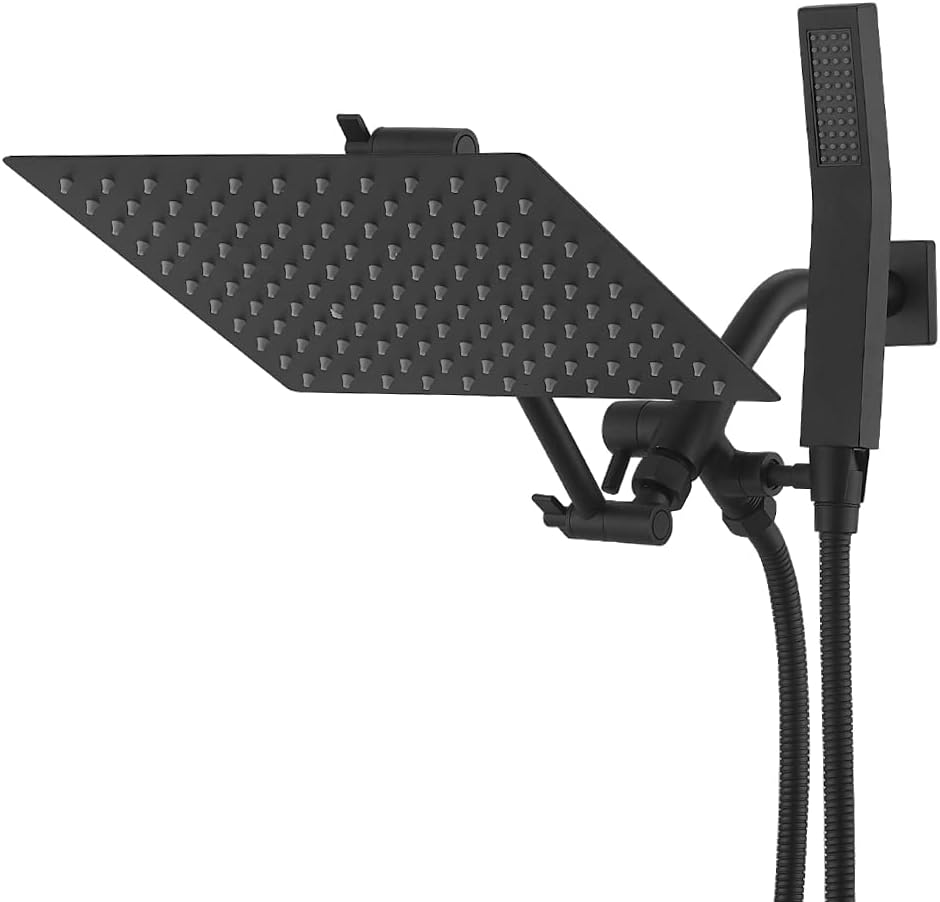 10 Inch All Metal Rain Shower Head With Handheld, High Pressure Dual Shower Head Combo With Adjustable Extension Arm, 70" Flexible Hose, 3-Way Diverter (Chrome) P83387