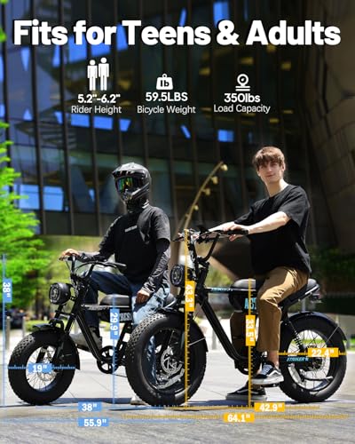 20"/16" Electric Bike, Peak 1500W/1200W, 48V 15.6Ah/10.4Ah Fat Tire Full Suspension Electric Dirt Bike I91584