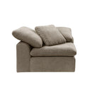 Modular Wedge Sectional Unit with 1 Pillow, Khaki Linen Y3707