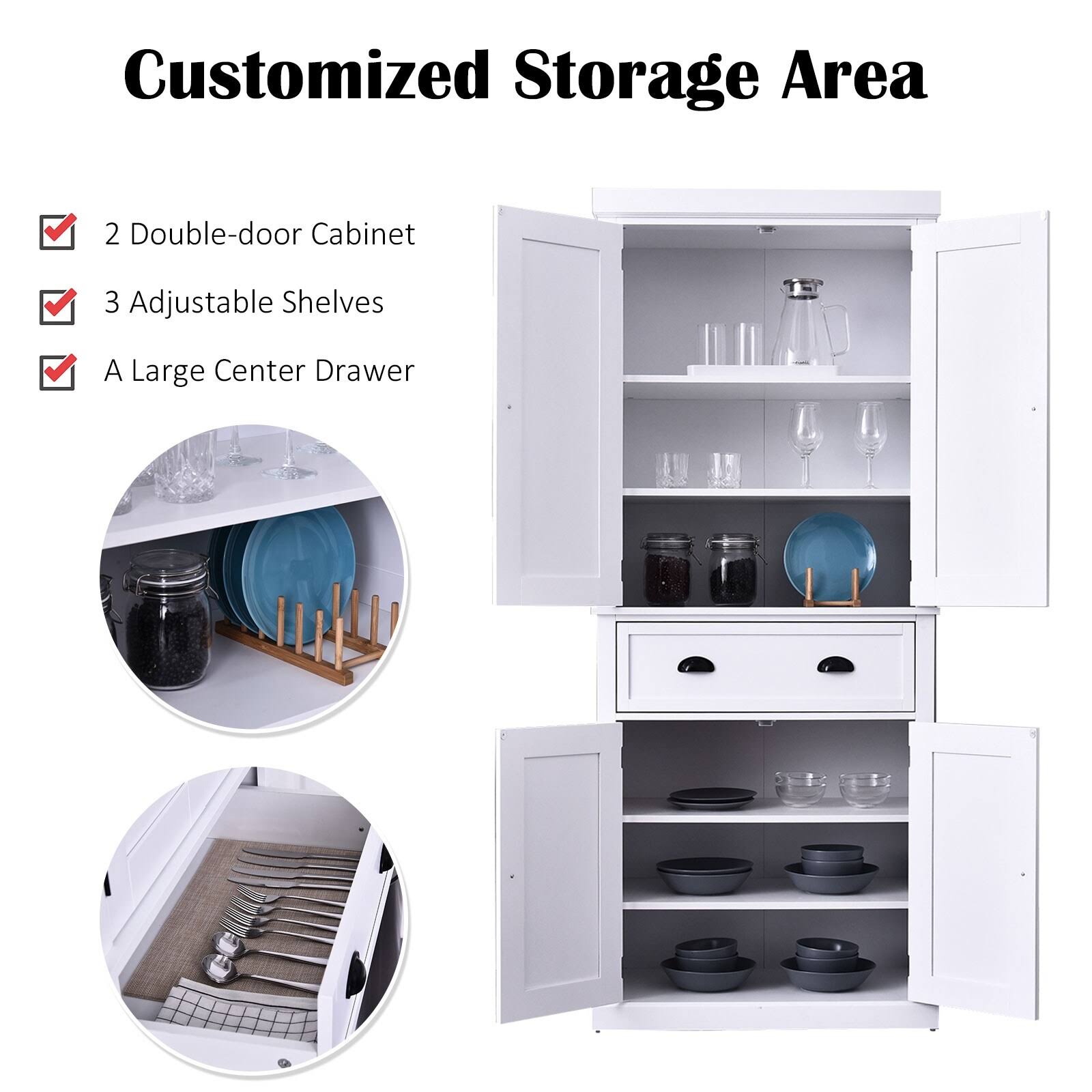 Black Freestanding Kitchen Pantry Cabinet B734133