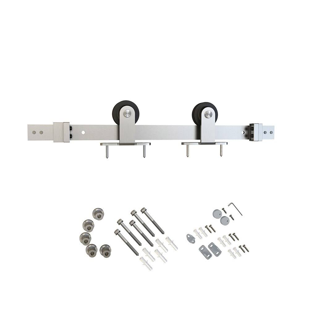 Sliding Barn Door Track and Fitting Set Satin Nickel J3361