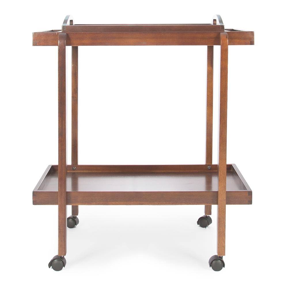 Dark Oak Bar Cart with Removable Top Tray U350258