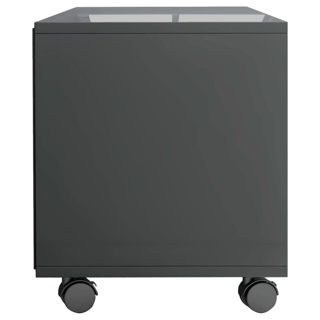 High Gloss Gray TV Cabinet with Castors Chipboard B124
