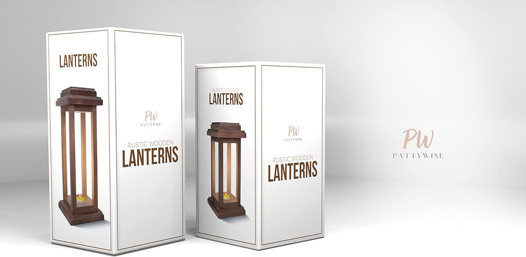 Rustic Decorative Wooden Lantern Set of 2 G616166