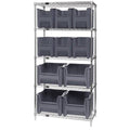 Gray Wire Bin Shelving, 10 Bins U957