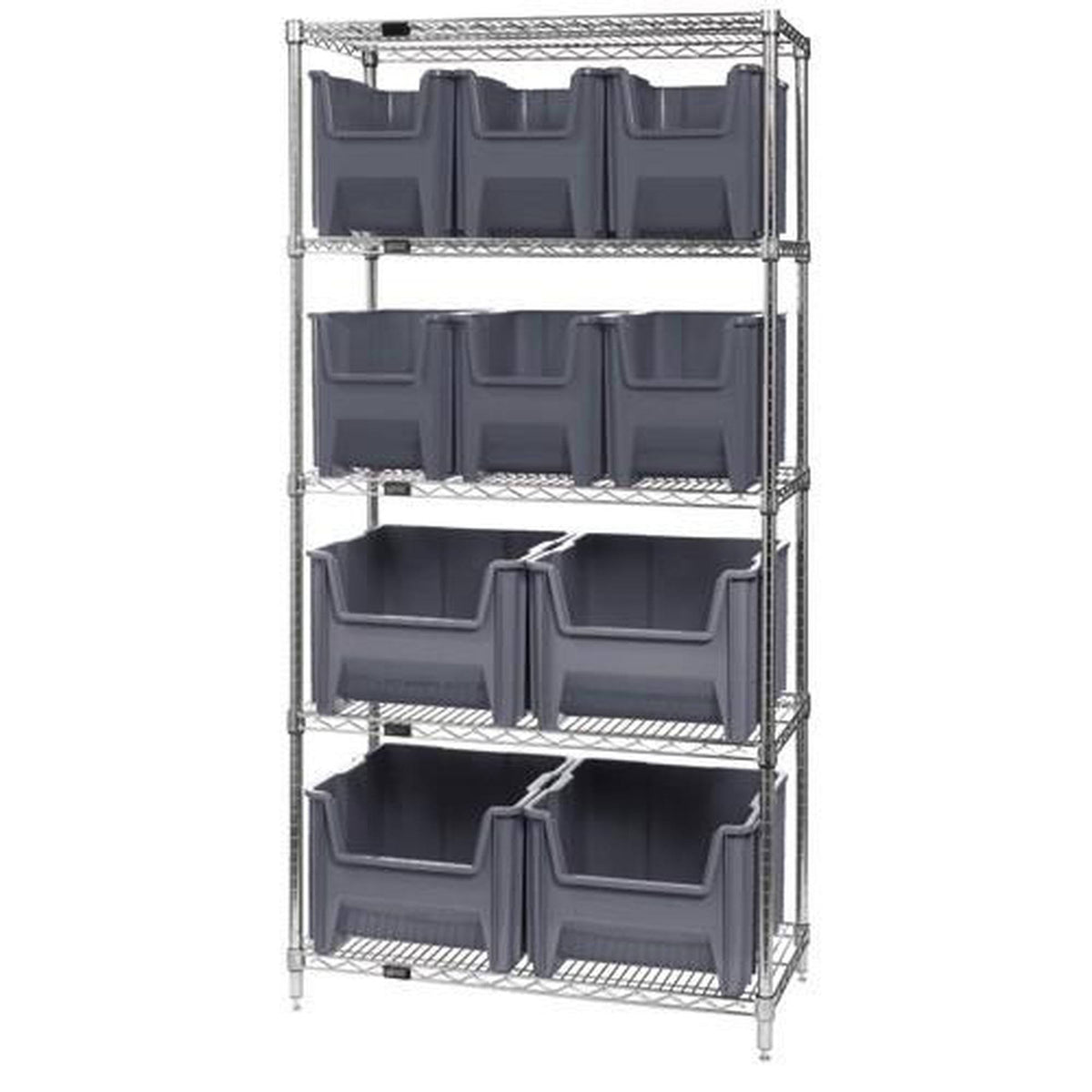 Gray Wire Bin Shelving, 10 Bins U957