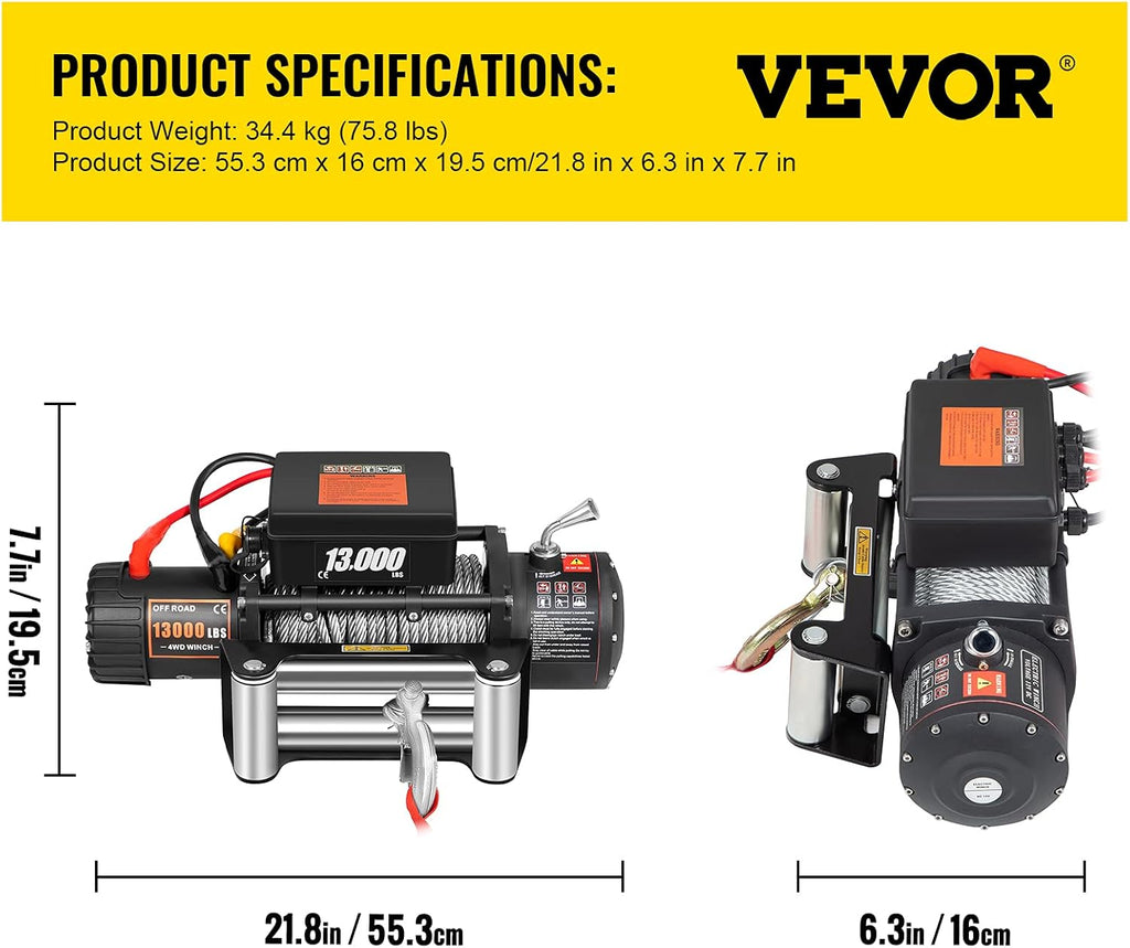 13000lb 12V Electric Winch with Wireless Remote Control W704