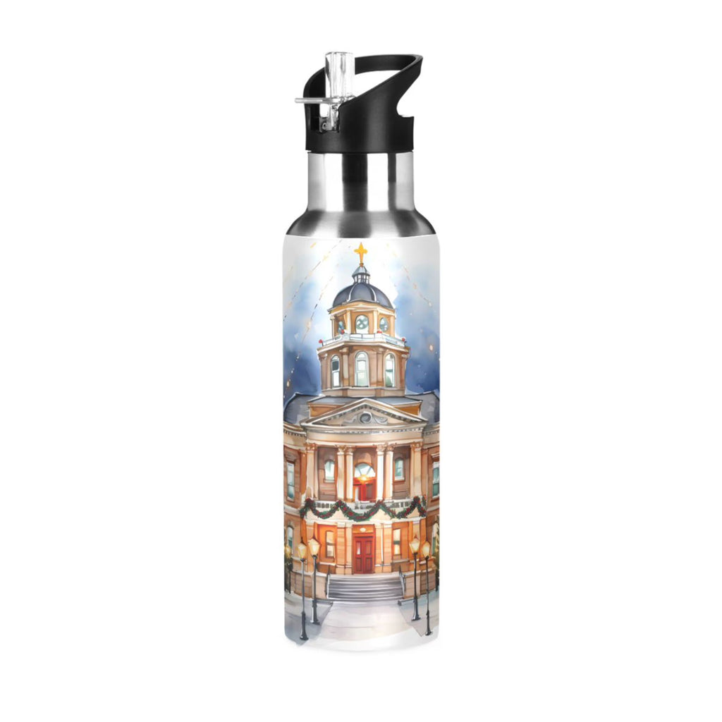 Stainless Steel Insulated Vacuum Flask Water Bottle with Straw Lid V54389