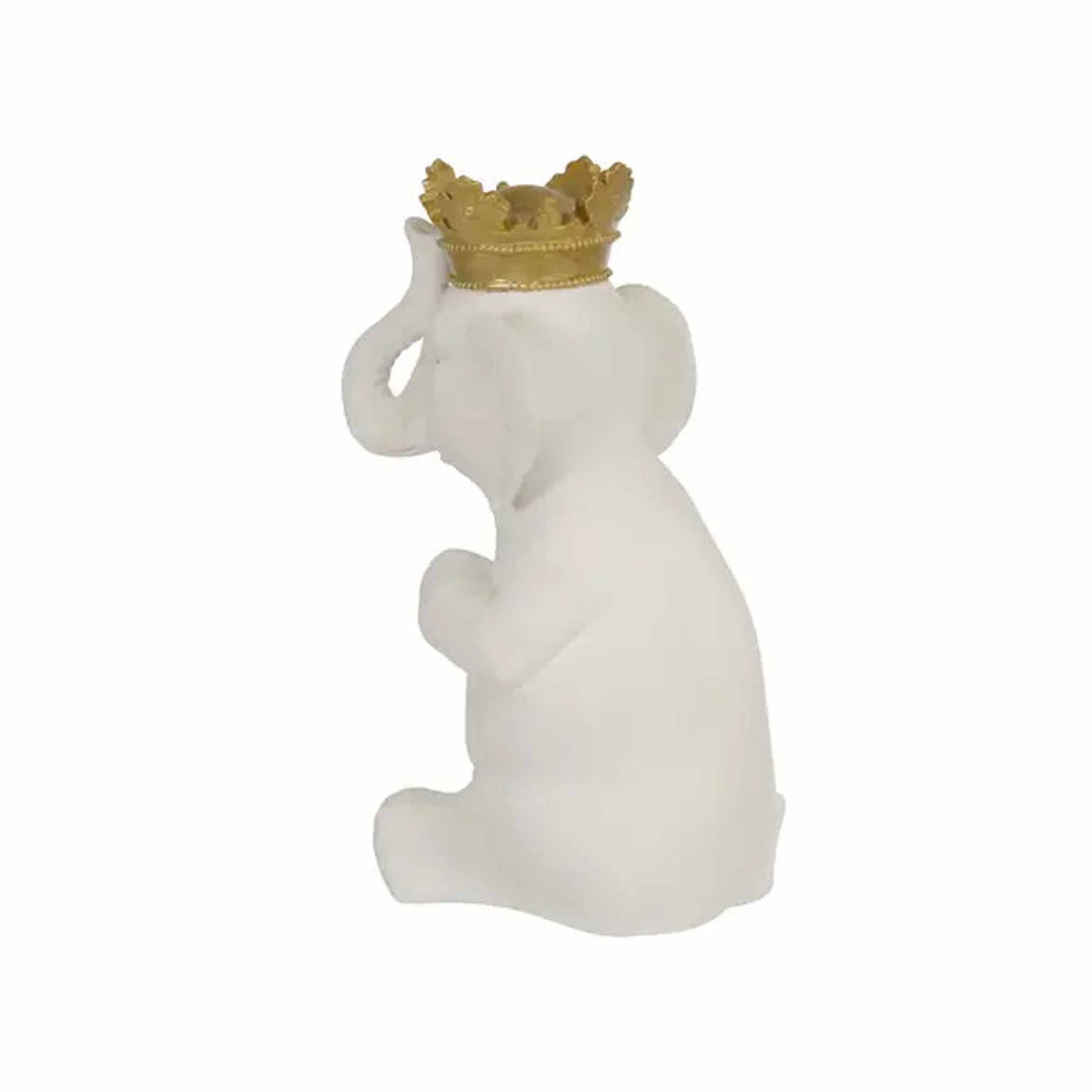 White/Gold Polyresin Elephant F4033