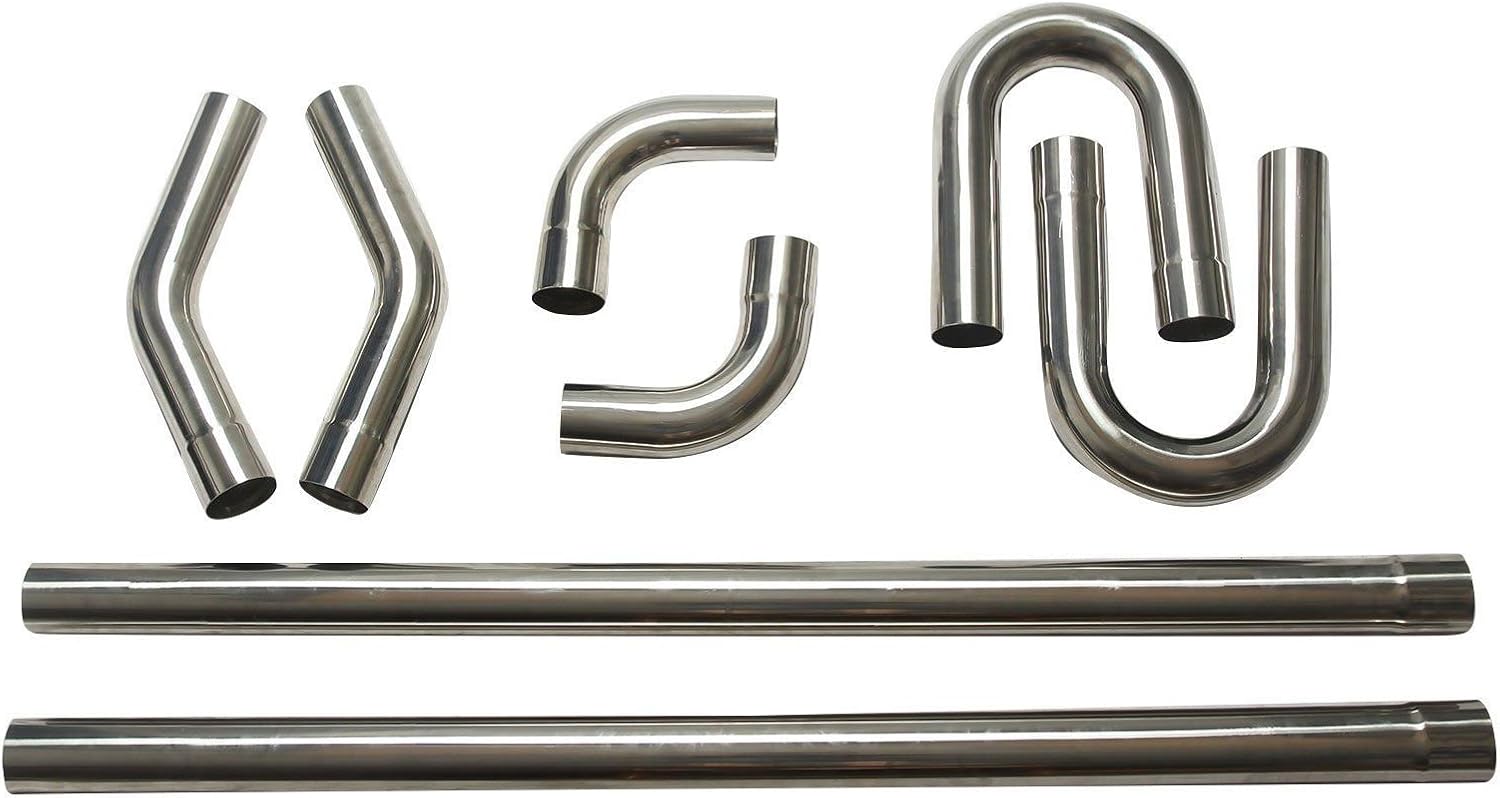 Stainless Steel T304 8PCS 2.5" Mandrel Pipe Straight and U-Bend Kit R31856
