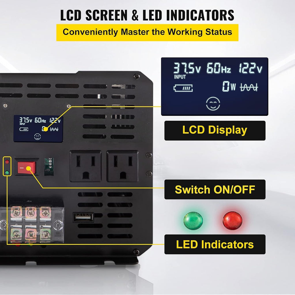 5000W Modified Sine Wave Power Inverter with LCD Display F871431