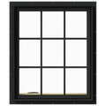 Bronze Painted Clad Wood Left-Handed Casement Window with Colonial Grids B766