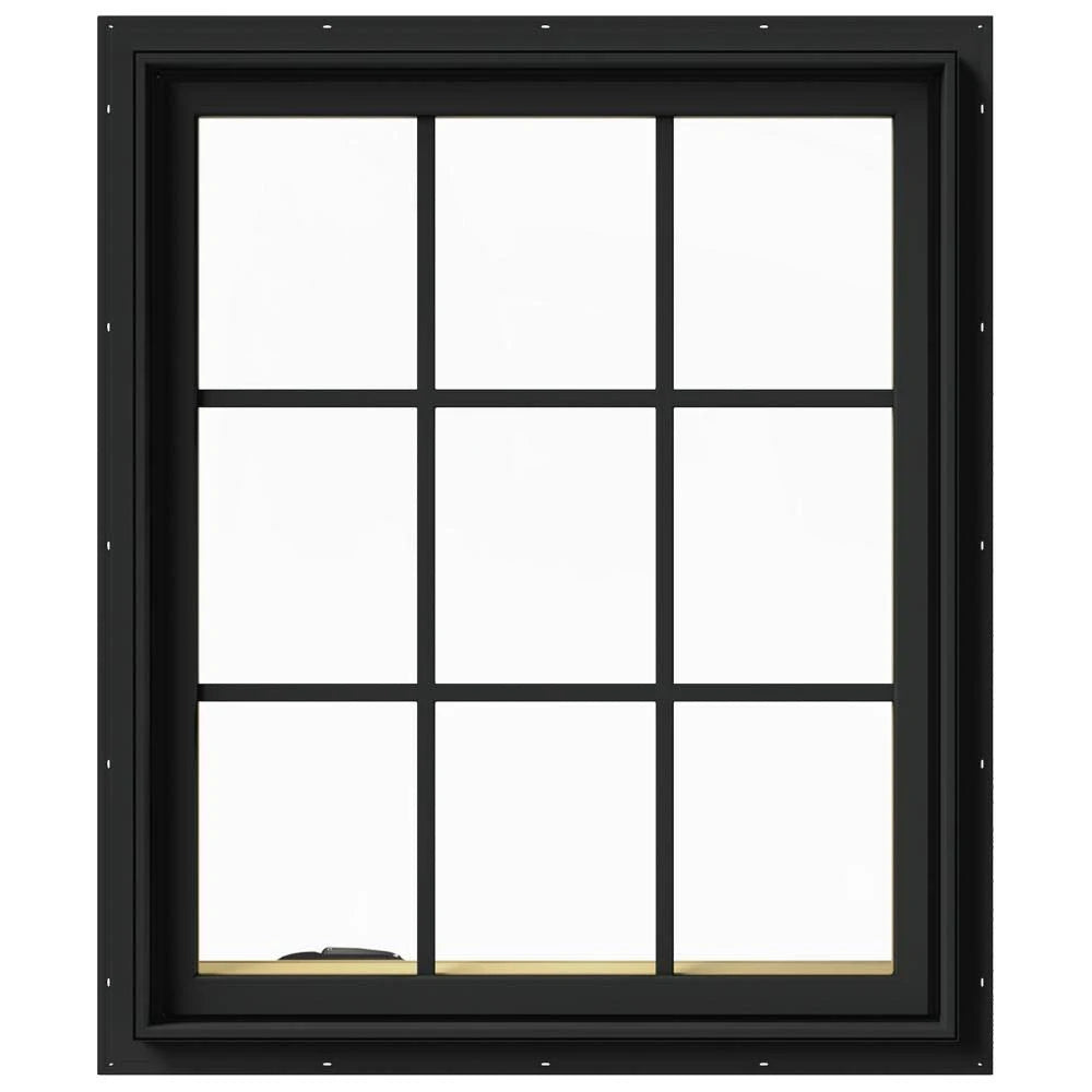 Bronze Painted Clad Wood Left-Handed Casement Window with Colonial Grids B766