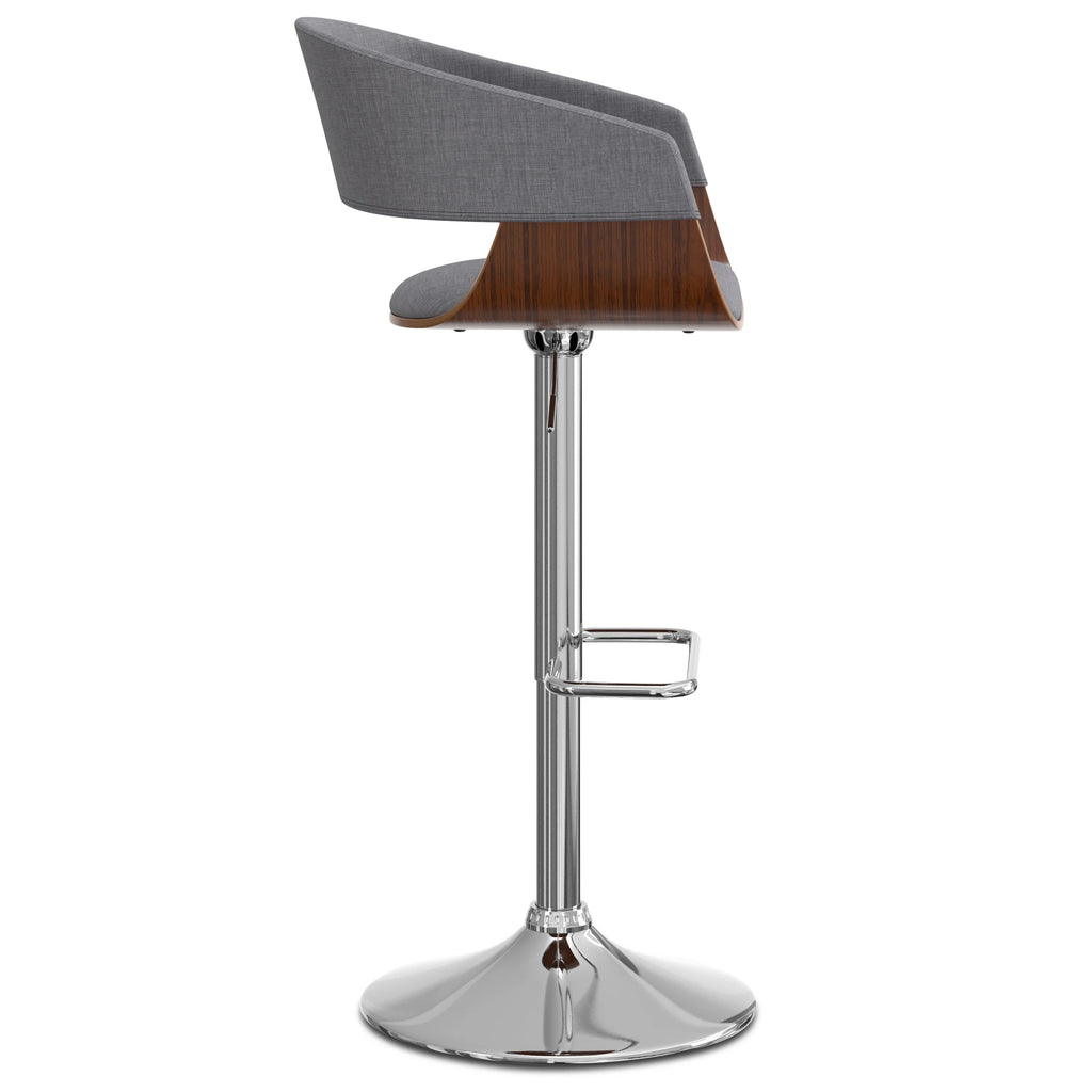 Light Grey Linen Look Adjustable Swivel Bar Stool I4146
