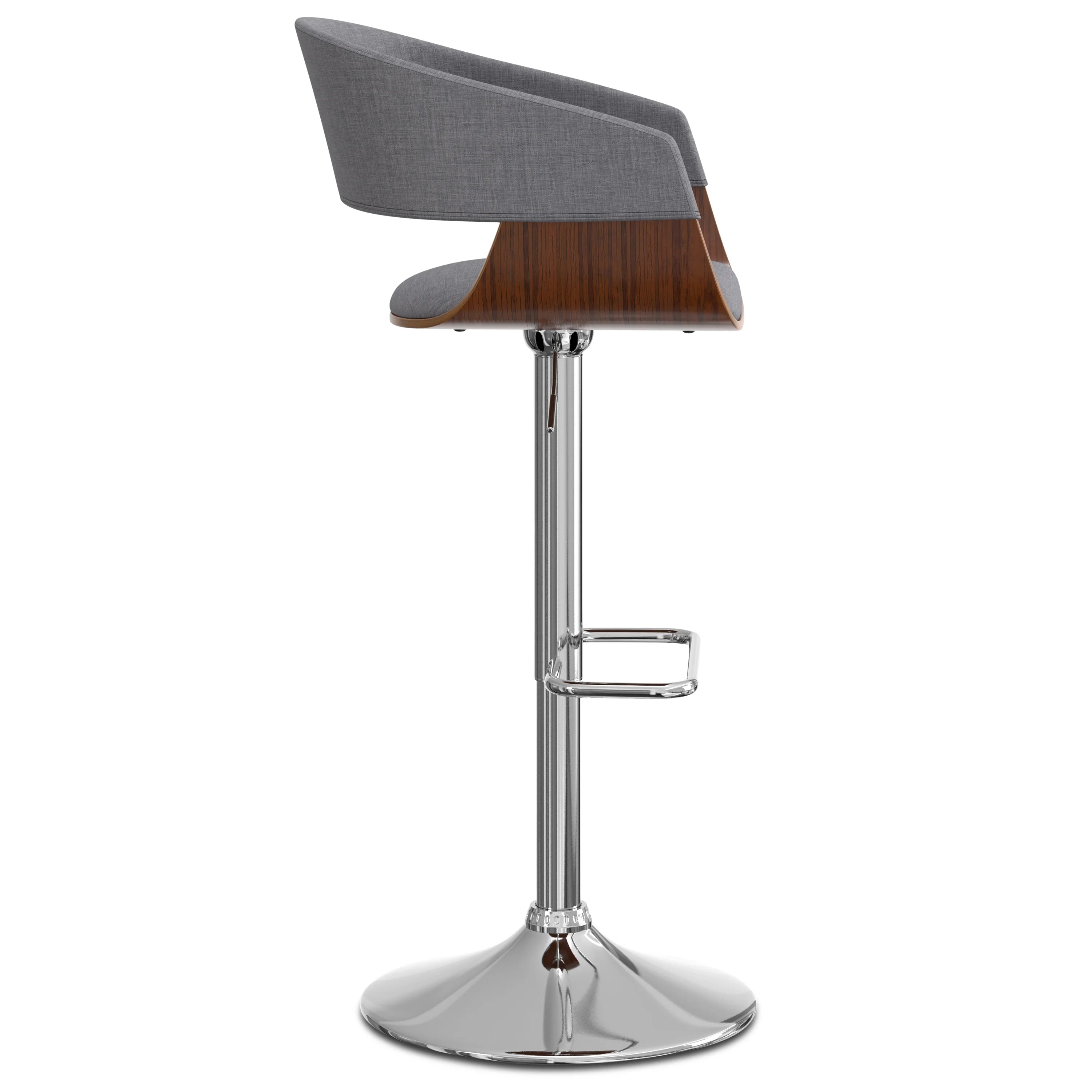 Light Grey Linen Look Adjustable Swivel Bar Stool I4146