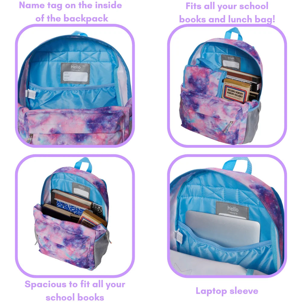16 inch Light Pink 6 Piece Backpack Set with Lunch Box and Water Bottle U464