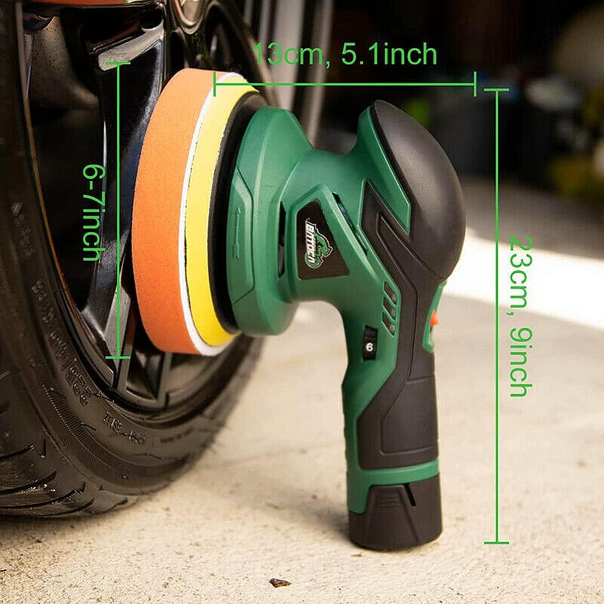 Cordless Car Buffer Polisher with 2pcs 12V Lithium Rechargeable Battery Brushless Polisher with Variable Speed, 2.0Ah Portable Buffer Kit D293535