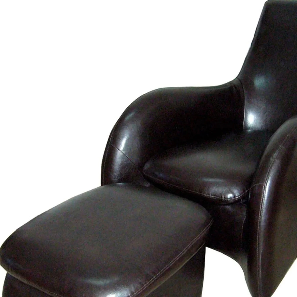 Brown Leather Armchair with Ottoman Q5825