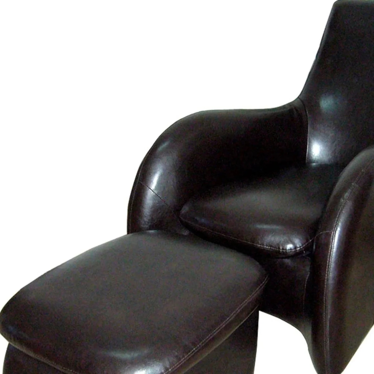 Brown Leather Armchair with Ottoman Q5825