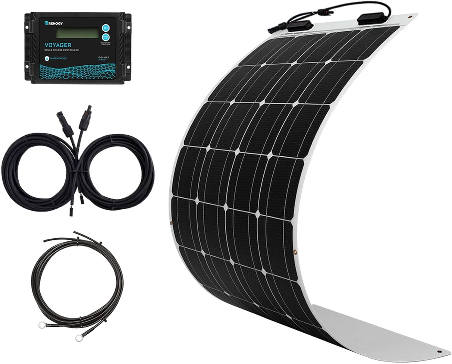 100 Watt 12 Volt Flexible Solar Kit with 100W Monocrystalline Panel and 10A Waterproof PWM Controller W721362