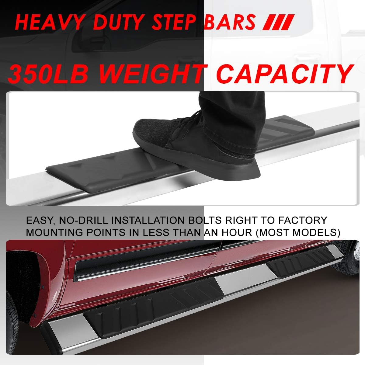 Polished Chrome Stainless Steel Nerf Bar Running Boards M124912